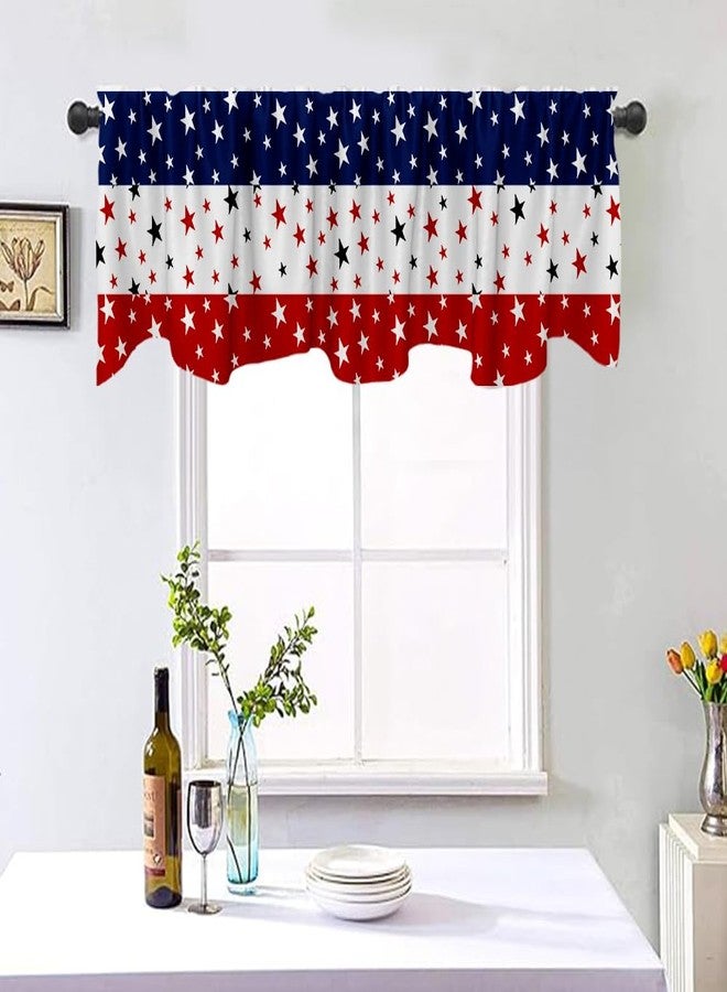 DOTOOMA 54x18 Inches Farm Independence Day Red White Blue Window Treatment Valance 4th of July Retro Kitchen Dining Room Polyester Fabric Decorations Supplies - Image 3